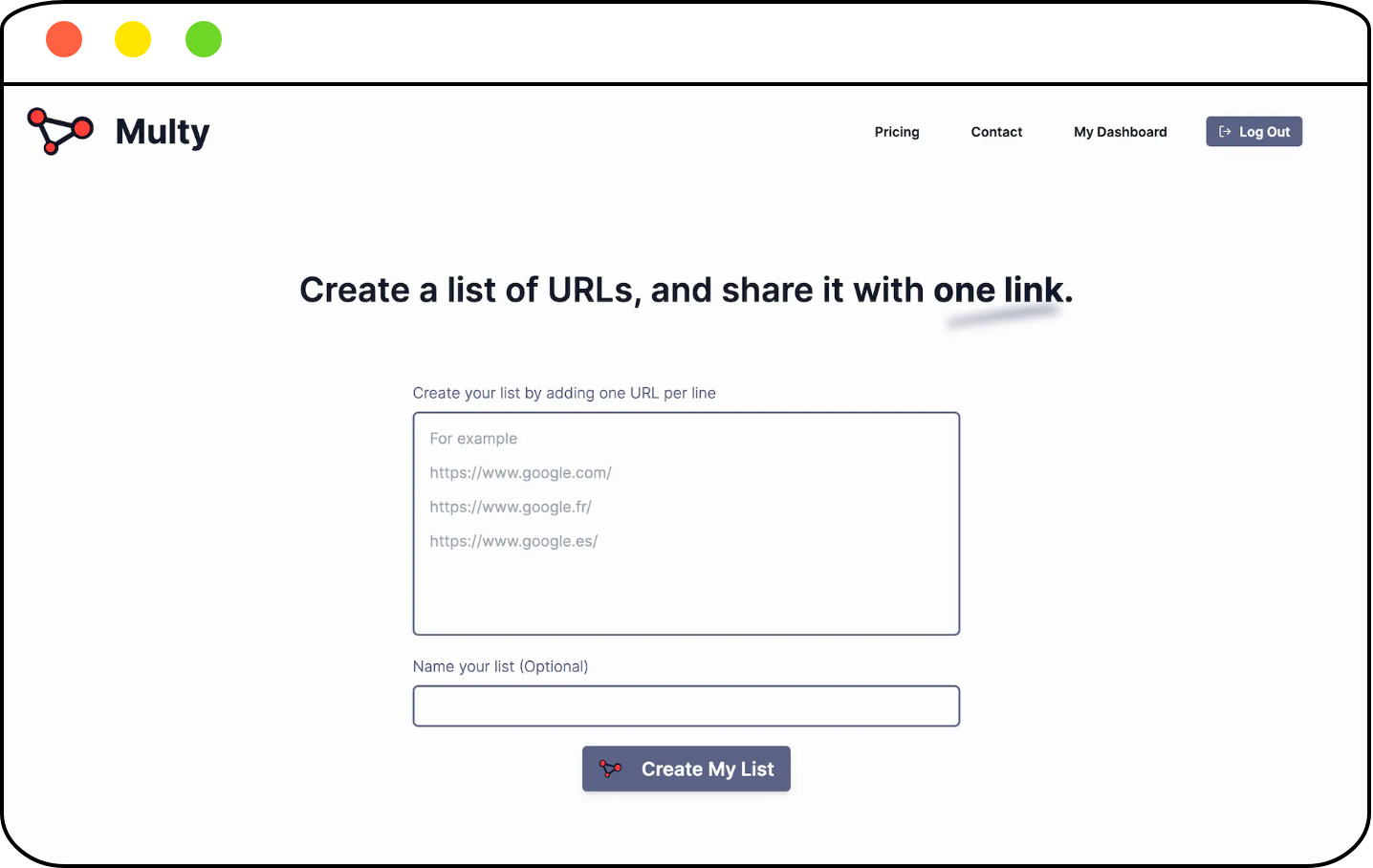 Multy, a tool to share URLs with one short link